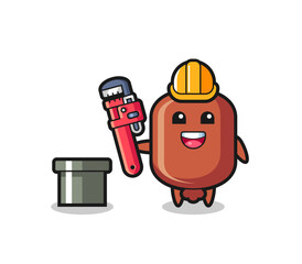 Character Illustration of sausage as a plumber