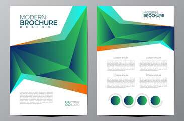 Flyer brochure design, business cover size A4 template, geometric paper green gradient color