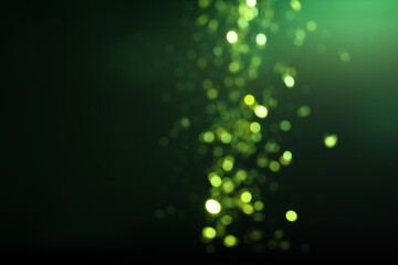 Blurred view of festive lights on green background. Bokeh effect