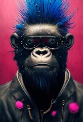 Porträt eines Punkaffen. Monkey-Rock-Musiker. Hipster-Affe mit Punkfrisur. 3D-Rendering © designprojects