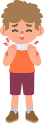 A man had a neck pain, went for treatment and had a neck splint. illustration vector cartoon character design on white background. Medical concept.