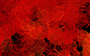 Dark Red, Yellow vector doodle background with leaves.