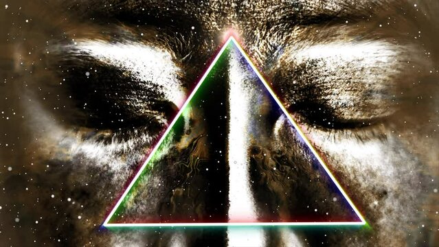 Closed face silhouette with additional triangle line effect