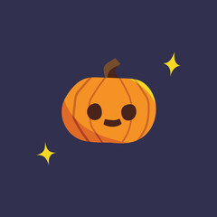 Halloween illustration pumpkin element. Cute flat vector graphic decoration.