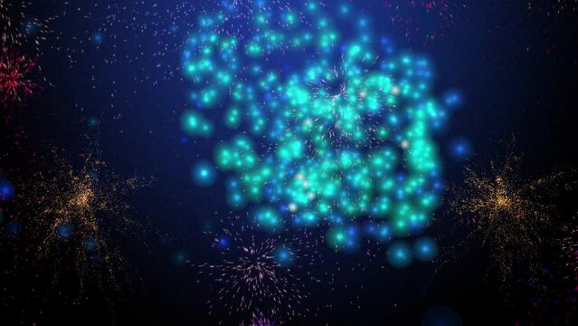 Abstract dark background with colorful fireworks