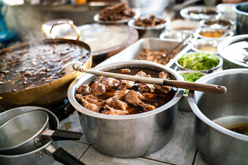 Duck noodle stree food with seam boiled water traditional asian food