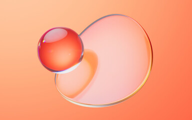 Soft ball and abstract geometric background, 3d rendering.