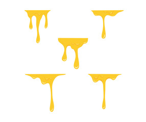 melting cheese drops set illustration with flat top for decoration
