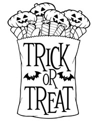 trick or treat design with bag full of candy