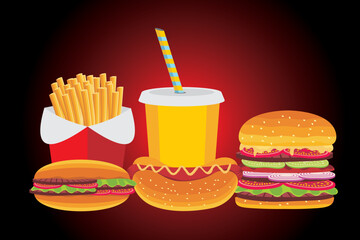 Fast food. Vector junk food. Fast food unhealthy illustration