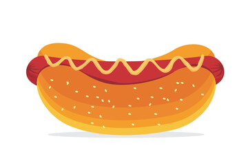 Hot dog vector. Fast food. Illustration of hot dog food in a fast food restaurant