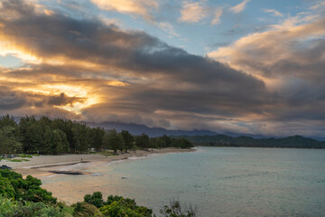 Dramatic sunset sky in Kailua Hawaii
