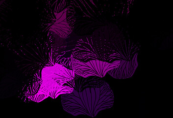 Fototapeta na wymiar Dark Purple vector doodle texture with leaves.