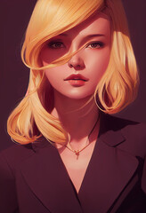 Fototapeta premium Beautiful blond office business woman illustration