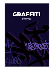 Abstract graffiti poster. Street art template with tags, words and drawings by marker. Modern style. Design element for social networks. Cartoon flat vector illustration isolated on white background