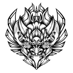 Oni mask tribal tattoo illustration vector