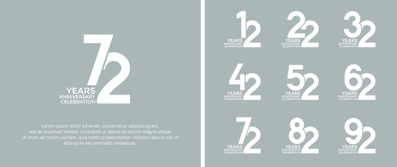 set of anniversary logotype white color on soft background for celebration moment