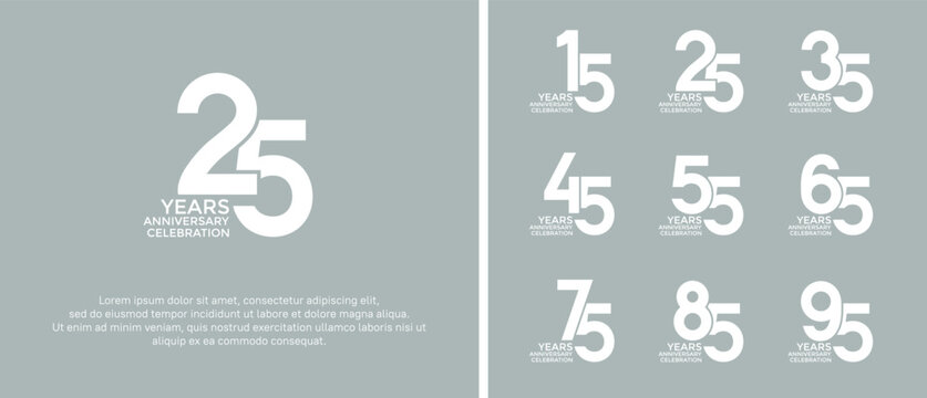 set of anniversary logotype white color on soft background for celebration moment