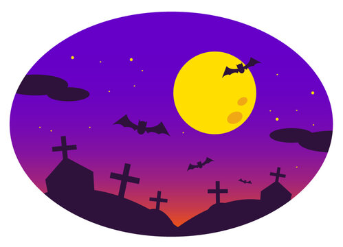 満月のハロウィンイラスト