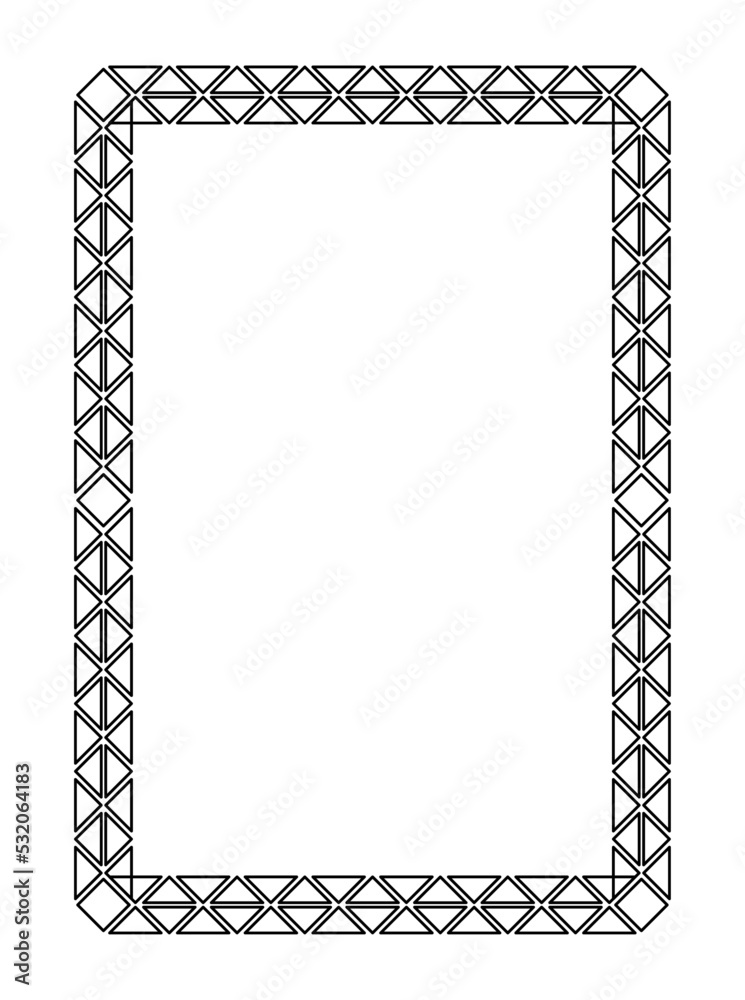 Wall mural decorative linear frame. beautiful geometric border with triangles, rhombuses and sharp corners. des
