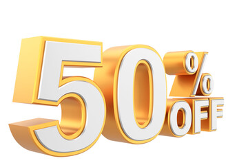 3D fifty percent off. 50% off. 50% sale.
