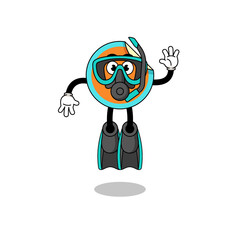 Character cartoon of sticker as a diver