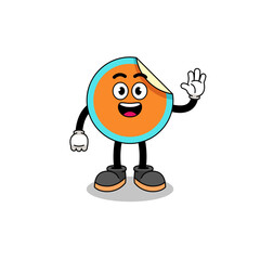 sticker cartoon doing wave hand gesture