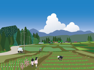 田舎の農村風景