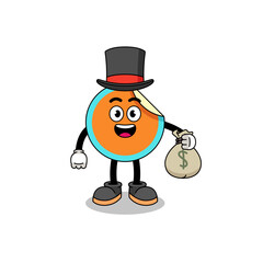 sticker mascot illustration rich man holding a money sack