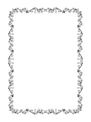 Decorative linear frame. Beautiful organic border with vintage ornate baroque shapes. Romantic template. Design element for wedding invitations. Cartoon flat vector illustration in doodle style