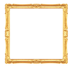 Golden picture frame isolated on white background. - 532064572