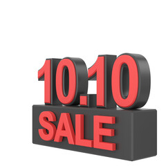 10.10 sale. October sale. 3D illustration.