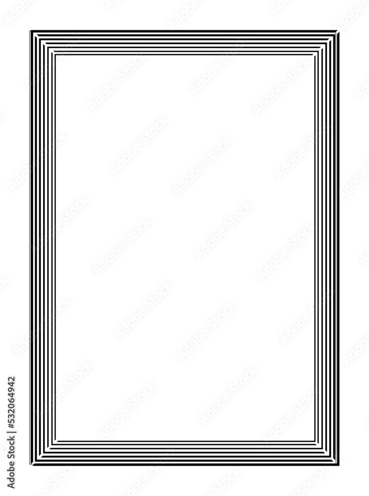 Wall mural decorative linear frame. geometric rectangular border with thin stripes. blank editable template. de
