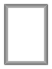 Decorative linear frame. Geometric rectangular border with thin stripes. Blank editable template. Design element for digital photo and social media. Cartoon flat vector illustration in doodle style