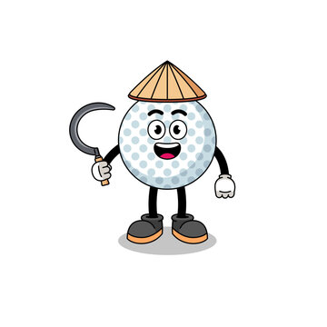 recommend clip art: Illustration of golf ball as an asian farmer