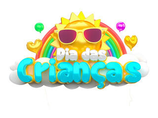 DIA DAS CRIANÇAS SELO 3D SOL ARCO ÍRIS 