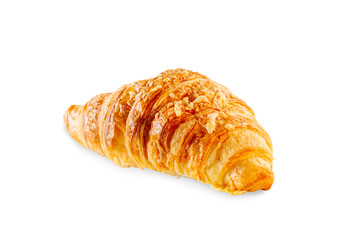 Fresh croissant with cheese isolated on white background. cheese bun close-up.