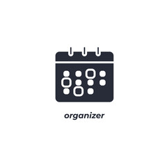 Vector sign of organizer symbol is isolated on a white background. icon color editable.