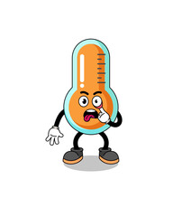 Character Illustration of thermometer with tongue sticking out