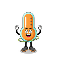 Character Illustration of thermometer playing hula hoop