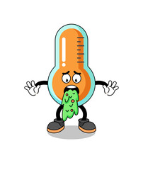 thermometer mascot cartoon vomiting