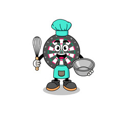 Illustration of dart board as a bakery chef