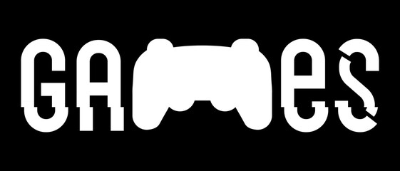 Modern black and white background for games streaming. Game backdrop with gamepad. Vector EPS 10