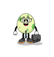 spotted egg mascot as a businessman