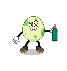 spotted egg illustration cartoon holding mosquito repellent