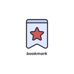 Vector sign of bookmark symbol is isolated on a white background. icon color editable.