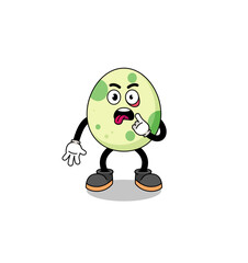 Character Illustration of spotted egg with tongue sticking out