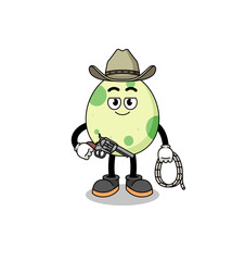 Character mascot of spotted egg as a cowboy