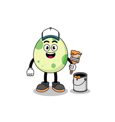 Obraz premium Character mascot of spotted egg as a painter