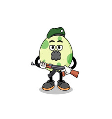 Character cartoon of spotted egg as a special force